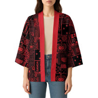 Dark Samoa Manuia Le Kerisimasi Kimono Pacific Patchwork Xmas Vibes LT9 - Polynesian Pride