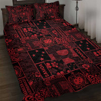 Dark Samoa Manuia Le Kerisimasi Quilt Bed Set Pacific Patchwork Xmas Vibes LT9 Red - Polynesian Pride