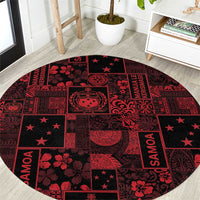 Dark Samoa Manuia Le Kerisimasi Round Carpet Pacific Patchwork Xmas Vibes LT9 Red - Polynesian Pride
