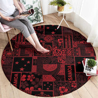 Dark Samoa Manuia Le Kerisimasi Round Carpet Pacific Patchwork Xmas Vibes LT9 - Polynesian Pride