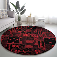 Dark Samoa Manuia Le Kerisimasi Round Carpet Pacific Patchwork Xmas Vibes LT9 - Polynesian Pride
