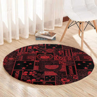 Dark Samoa Manuia Le Kerisimasi Round Carpet Pacific Patchwork Xmas Vibes LT9 - Polynesian Pride