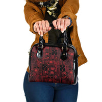 Dark Samoa Manuia Le Kerisimasi Shoulder Handbag Pacific Patchwork Xmas Vibes LT9 One Size Red - Polynesian Pride