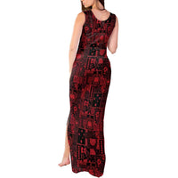 Dark Samoa Manuia Le Kerisimasi Tank Maxi Dress Pacific Patchwork Xmas Vibes LT9 - Polynesian Pride