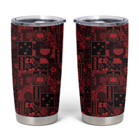 Dark Samoa Manuia Le Kerisimasi Tumbler Cup Pacific Patchwork Xmas Vibes LT9 Red - Polynesian Pride