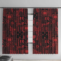 Dark Samoa Manuia Le Kerisimasi Window Curtain Pacific Patchwork Xmas Vibes LT9 With Hooks Red - Polynesian Pride