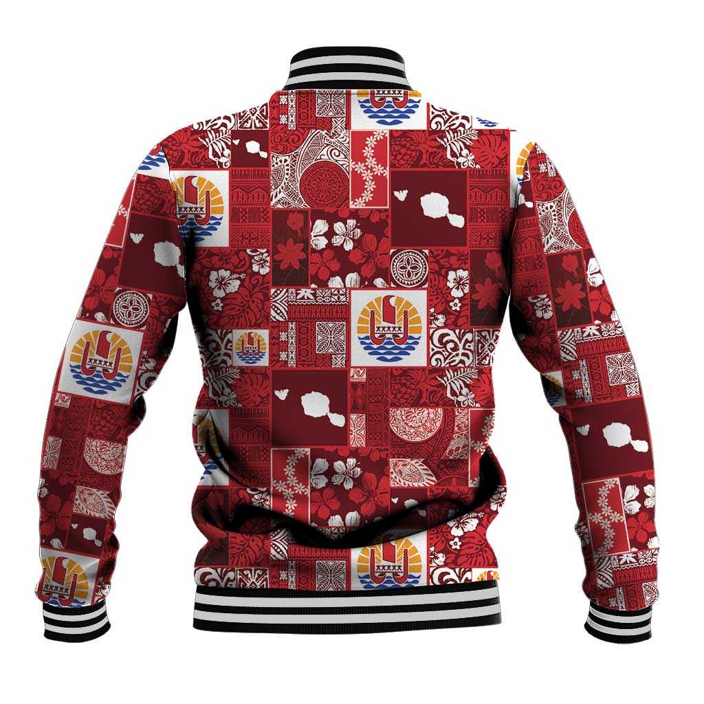 Tahiti Oaoa I Teie Noera Baseball Jacket Pacific Patchwork Xmas Vibes LT9 - Polynesian Pride