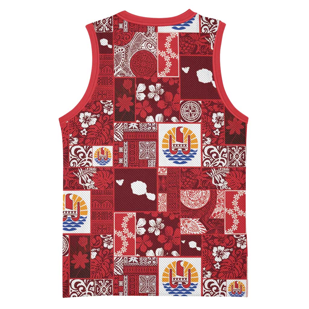 Tahiti Oaoa I Teie Noera Basketball Jersey Pacific Patchwork Xmas Vibes LT9 - Polynesian Pride