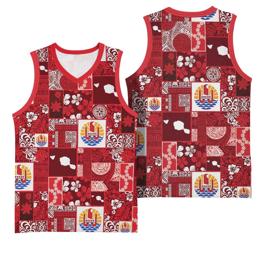 Tahiti Oaoa I Teie Noera Basketball Jersey Pacific Patchwork Xmas Vibes LT9 - Polynesian Pride
