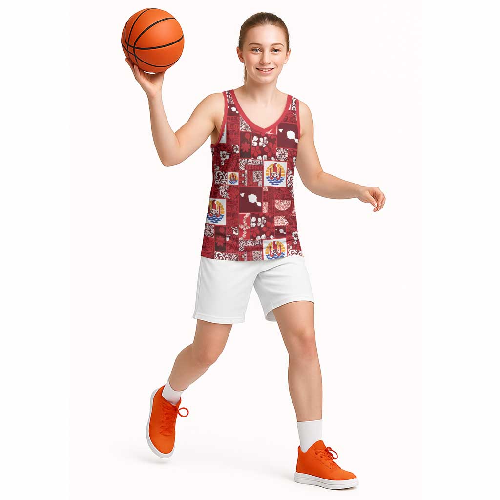Tahiti Oaoa I Teie Noera Basketball Jersey Pacific Patchwork Xmas Vibes LT9 - Polynesian Pride