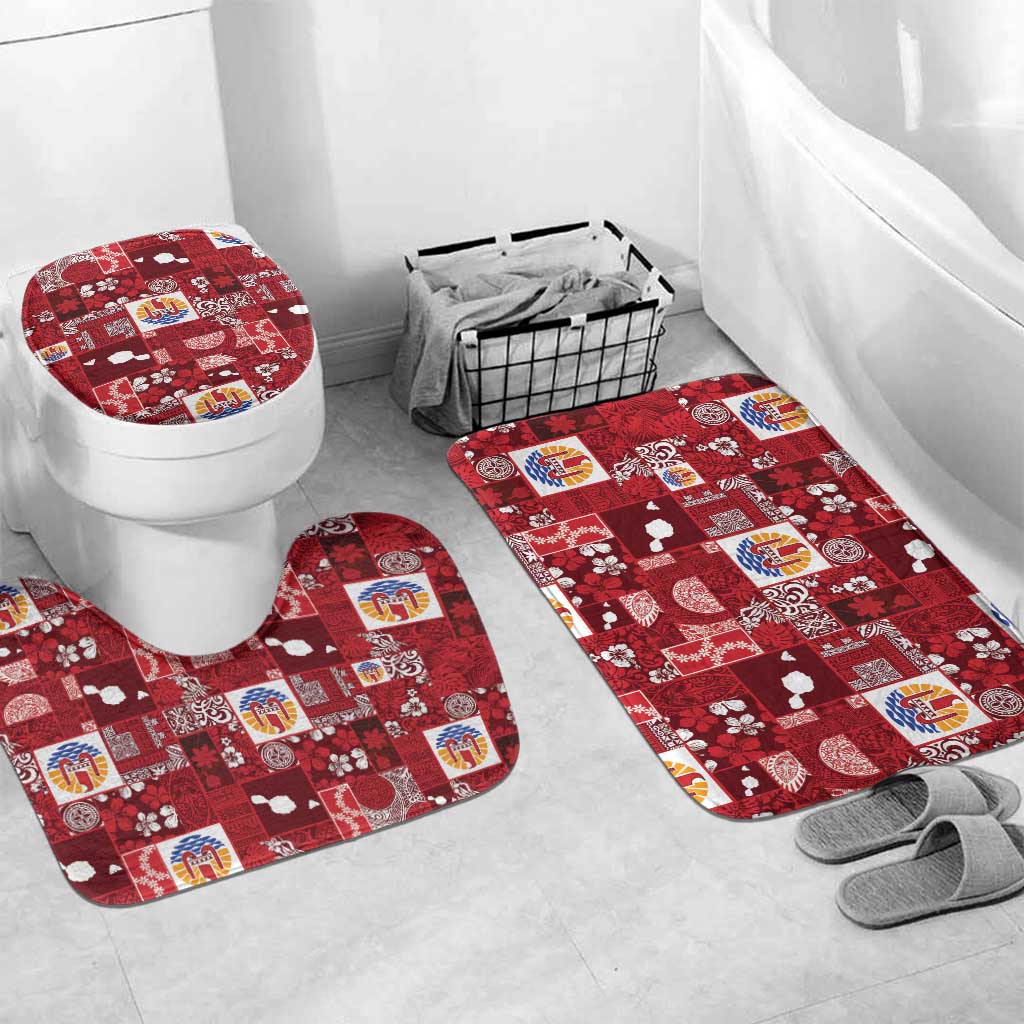Tahiti Oaoa I Teie Noera Bathroom Set Pacific Patchwork Xmas Vibes LT9 Mat Set Only (3 pcs) One Size Red - Polynesian Pride