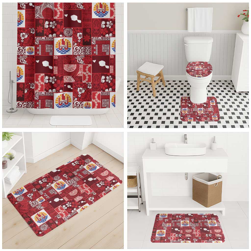 Tahiti Oaoa I Teie Noera Bathroom Set Pacific Patchwork Xmas Vibes LT9 - Polynesian Pride