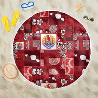 Tahiti Oaoa I Teie Noera Beach Blanket Pacific Patchwork Xmas Vibes LT9 One Size 150cm Red - Polynesian Pride
