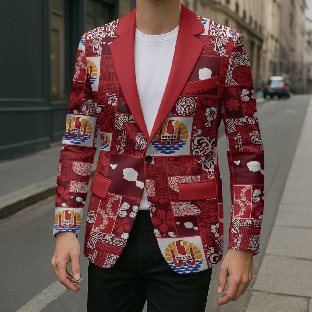 Tahiti Oaoa I Teie Noera Blazer Pacific Patchwork Xmas Vibes LT9 - Polynesian Pride