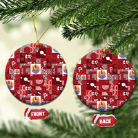 Tahiti Oaoa I Teie Noera Ceramic Ornament Pacific Patchwork Xmas Vibes LT9 Circle Red - Polynesian Pride