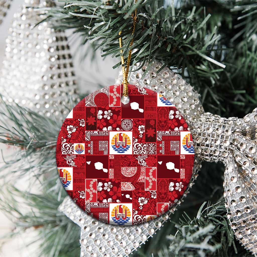 Tahiti Oaoa I Teie Noera Ceramic Ornament Pacific Patchwork Xmas Vibes LT9 - Polynesian Pride