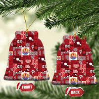 Tahiti Oaoa I Teie Noera Ceramic Ornament Pacific Patchwork Xmas Vibes LT9 Bell Flake Red - Polynesian Pride