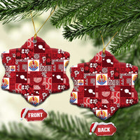 Tahiti Oaoa I Teie Noera Ceramic Ornament Pacific Patchwork Xmas Vibes LT9 Snow Flake Red - Polynesian Pride
