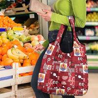 Tahiti Oaoa I Teie Noera Grocery Bag Pacific Patchwork Xmas Vibes LT9 - Polynesian Pride