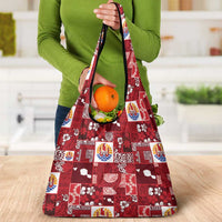 Tahiti Oaoa I Teie Noera Grocery Bag Pacific Patchwork Xmas Vibes LT9 - Polynesian Pride