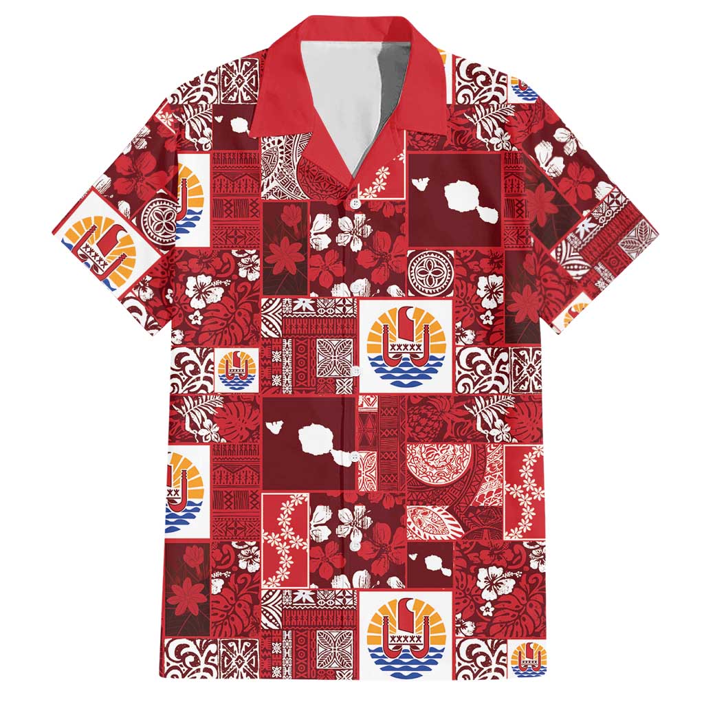 Tahiti Oaoa I Teie Noera Hawaiian Shirt Pacific Patchwork Xmas Vibes LT9 Red - Polynesian Pride