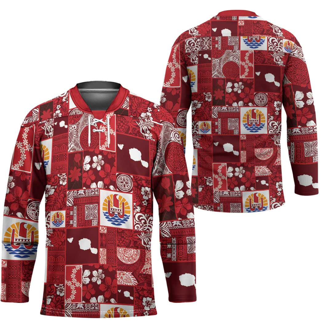 Tahiti Oaoa I Teie Noera Hockey Jersey Pacific Patchwork Xmas Vibes LT9 - Polynesian Pride