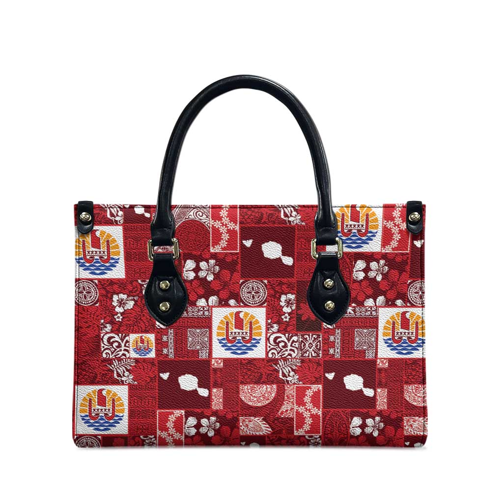 Tahiti Oaoa I Teie Noera Leather Bag Pacific Patchwork Xmas Vibes LT9 - Polynesian Pride