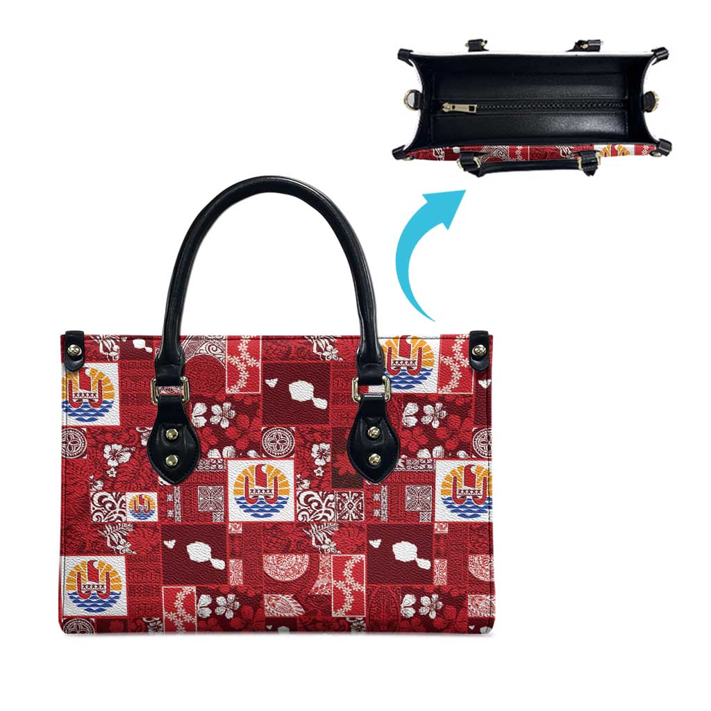 Tahiti Oaoa I Teie Noera Leather Bag Pacific Patchwork Xmas Vibes LT9 - Polynesian Pride