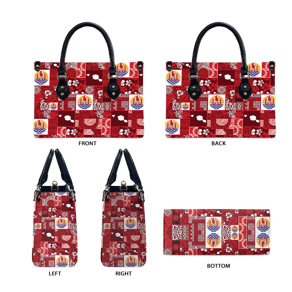 Tahiti Oaoa I Teie Noera Leather Bag Pacific Patchwork Xmas Vibes LT9 - Polynesian Pride