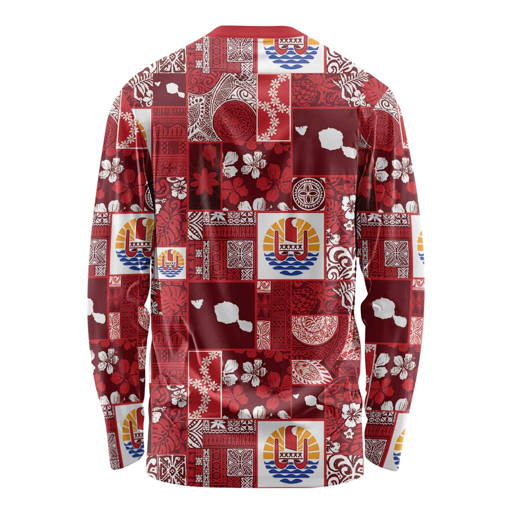 Tahiti Oaoa I Teie Noera Long Sleeve Shirt Pacific Patchwork Xmas Vibes LT9 - Polynesian Pride