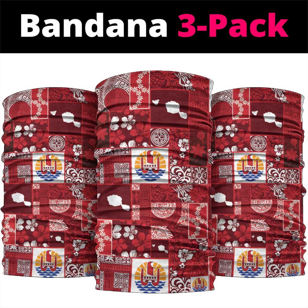 Tahiti Oaoa I Teie Noera Neck Gaiter Pacific Patchwork Xmas Vibes LT9 package One Size: 25*50cm Red - Polynesian Pride