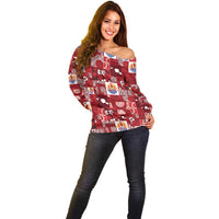 Tahiti Oaoa I Teie Noera Off Shoulder Sweater Pacific Patchwork Xmas Vibes LT9 - Polynesian Pride