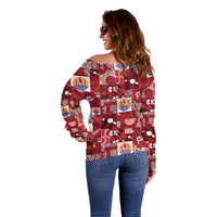 Tahiti Oaoa I Teie Noera Off Shoulder Sweater Pacific Patchwork Xmas Vibes LT9 - Polynesian Pride