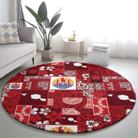 Tahiti Oaoa I Teie Noera Round Carpet Pacific Patchwork Xmas Vibes LT9 - Polynesian Pride