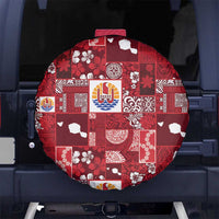 Tahiti Oaoa I Teie Noera Spare Tire Cover Pacific Patchwork Xmas Vibes LT9 No hole Red - Polynesian Pride
