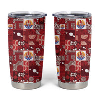 Tahiti Oaoa I Teie Noera Tumbler Cup Pacific Patchwork Xmas Vibes LT9 Red - Polynesian Pride