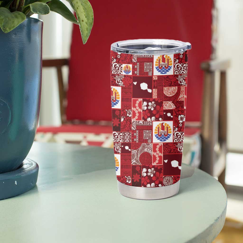 Tahiti Oaoa I Teie Noera Tumbler Cup Pacific Patchwork Xmas Vibes LT9 - Polynesian Pride