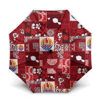 Tahiti Oaoa I Teie Noera Umbrella Pacific Patchwork Xmas Vibes LT9 One Size Folded 11.42 inch Opened Diameter 37.4 inch Red - Polynesian Pride