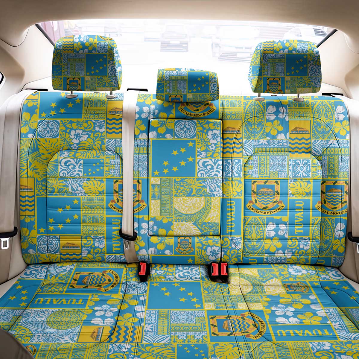 Tuvalu Manuia te Kilisimasi Back Car Seat Cover Pacific Patchwork Xmas Vibes LT9 - Polynesian Pride