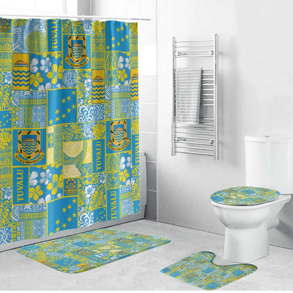 Tuvalu Manuia te Kilisimasi Bathroom Set Pacific Patchwork Xmas Vibes LT9 Bathroom Set (4 pcs) Green - Polynesian Pride