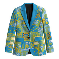 Tuvalu Manuia te Kilisimasi Blazer Pacific Patchwork Xmas Vibes LT9 Unisex Green - Polynesian Pride