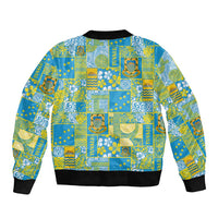 Tuvalu Manuia te Kilisimasi Bomber Jacket Pacific Patchwork Xmas Vibes LT9 - Polynesian Pride