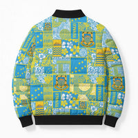 Tuvalu Manuia te Kilisimasi Bomber Puffer Jacket Pacific Patchwork Xmas Vibes LT9 - Polynesian Pride