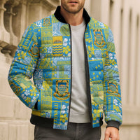 Tuvalu Manuia te Kilisimasi Bomber Puffer Jacket Pacific Patchwork Xmas Vibes LT9 - Polynesian Pride