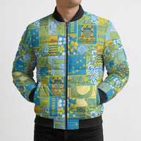 Tuvalu Manuia te Kilisimasi Bomber Puffer Jacket Pacific Patchwork Xmas Vibes LT9 - Polynesian Pride