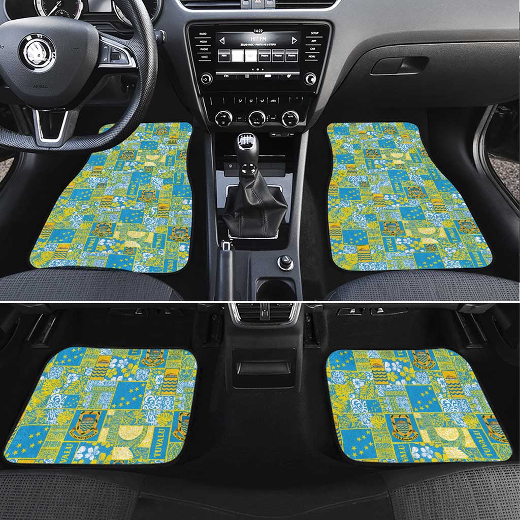 Tuvalu Manuia te Kilisimasi Car Mats Pacific Patchwork Xmas Vibes LT9 Set 4pcs Green - Polynesian Pride