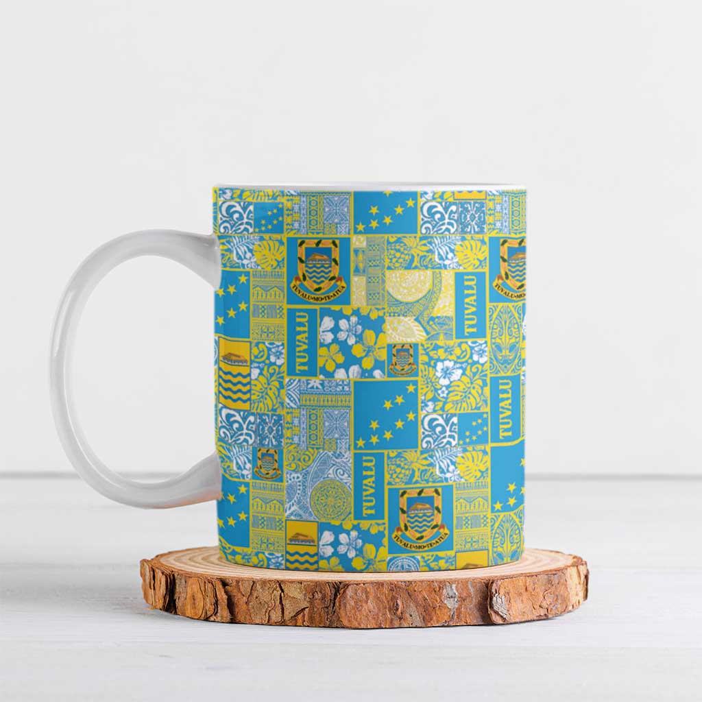 Tuvalu Manuia te Kilisimasi Ceramic Mug Pacific Patchwork Xmas Vibes LT9 Green - Polynesian Pride