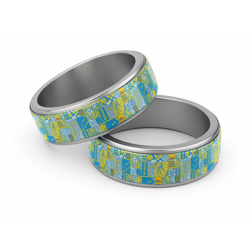 Tuvalu Manuia te Kilisimasi Classic Ring Pacific Patchwork Xmas Vibes LT9 Sliver Green - Polynesian Pride
