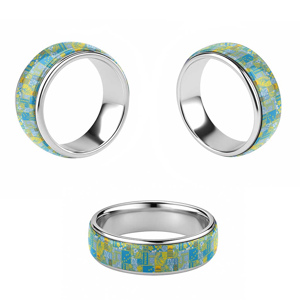 Tuvalu Manuia te Kilisimasi Classic Ring Pacific Patchwork Xmas Vibes LT9 - Polynesian Pride