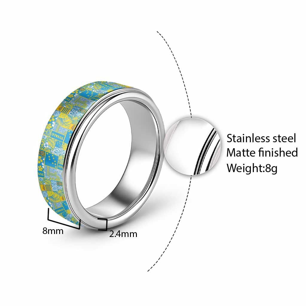 Tuvalu Manuia te Kilisimasi Classic Ring Pacific Patchwork Xmas Vibes LT9 - Polynesian Pride